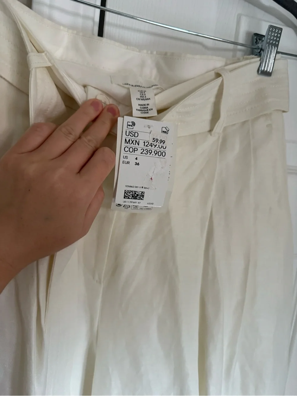 Linen Blend Wide Leg Set in Cream Size Medium NWT